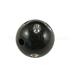 Opaque Acrylic Beads, Metal Enlaced, Round, Black, 8mm, Hole: 2mm, about 2300pcs/500g