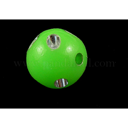 Opaque Acrylic Beads, Metal Enlaced, Round, Lime, 8mm, Hole: 2mm, about 1985~2030pcs/500g