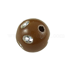 Opaque Acrylic Beads, Metal Enlaced, Round, Sienna, 8mm, Hole: 2mm, about 1985~2030pcs/500g