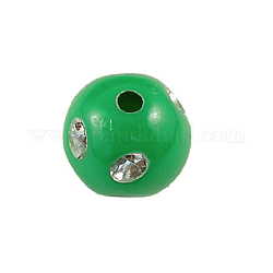 Opake Legierung Perlen, Metall umschlungen, Runde, Frühlingsgrün, 8 mm, Bohrung: 2 mm, ca. 2300 Stk. / 500 g