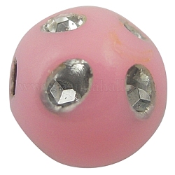 Perline acrilico opaco, metallo allacciati, tondo, roso, 8mm, Foro: 2 mm, circa 2300pcs/500g