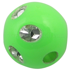 Opaque Acrylic Beads, Metal Enlaced, Round, Lime, 12mm, Hole: 2mm, about 600pcs/500g