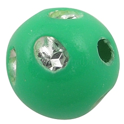 Opaque Acrylic Beads, Metal Enlaced, Round, Spring Green, 6mm, Hole: 2mm, about 5200pcs/500g