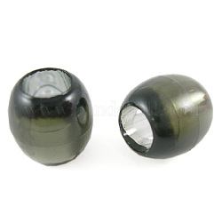 Transparent Acrylic Beads, Barrel, Black, 12~13x12mm, Hole: 6.5mm, about 660pcs/500g