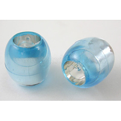 Transparent Acrylic Beads, Barrel, Sky Blue, 12~13x12mm, Hole: 6.5mm, about 660pcs/500g