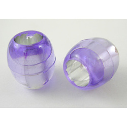 Transparent Acrylic Beads, Barrel, Purple, 12~13x12mm, Hole: 6.5mm, about 660pcs/500g