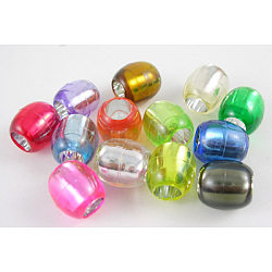 Perles en acrylique transparente, baril, couleur mixte, 12~13x12mm, Trou: 6.5mm, environ 660 pcs/500 g