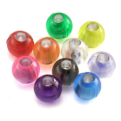 Transparentes perles rondes acrylique, couleur mixte, 8mm, Trou: 3.5mm, environ 2400 pcs/500 g