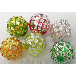 Colorful Acrylic Beads, Metal Enlaced, Round, Mixed Color, Size: 8mm in diameter, hole: 1.5mm, 2300pcs/500g