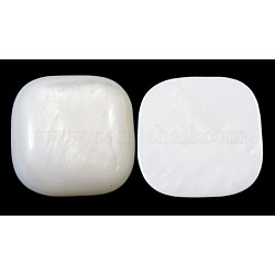White Cabochon, Freshwater Shell Beads, Square, 18mm long, 18mm wide, 4.5mm thick