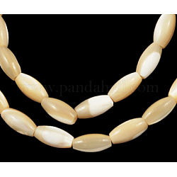 Natural Shell Beads Strands, Rice, Brown, about 8mm long, 4mm wide, hole: 1mm, about 50pcs/strand, 15 inch