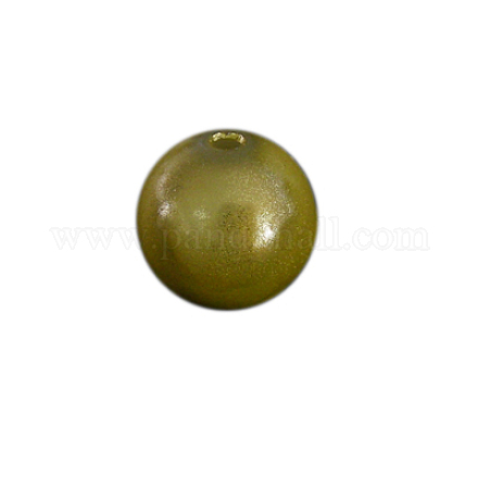 スプレープリントアクリルビーズ  奇跡ビーズ  二層ビーズ  ラウンド  緑黄  12mm  穴：2mm  約530個/500g PB9286-1-1