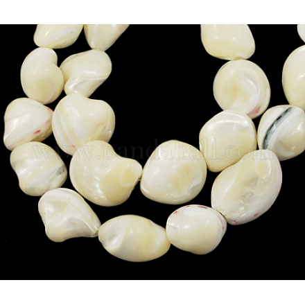 Shell normal de perles blanches de brins PBB412Y-1