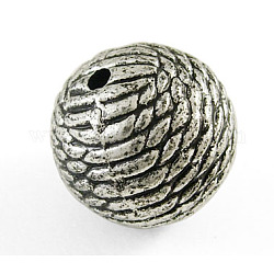 Perline acrilico antico, palla, colore argento antico placcato, 20mm di diametro, 20 mm di spessore, Foro: 3 mm, 120pcs/500g