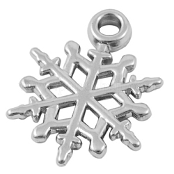 CCB Plastic Pendants, Snowflake, Christmas, Nickel Color, about 17mm long, 17mm wide, 1.5mm thick, hole: 2mm