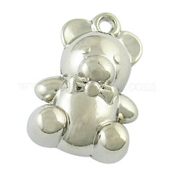 CCB Plastic Pendants, Bear, Nickel Color, about 31mm long, 21.5mm wide, 14mm thick, hole: 2.5mm