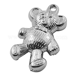 CCB Plastic Pendants, Bear, Nickel Color, 36mm long, 20mm wide, 8mm thick, hole: 2mm