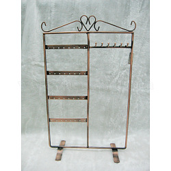 Iron Pedestal Display Stand, Jewelry Display Rack, Red Copper, about 21cm wide, 35cm high