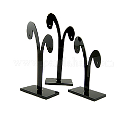 Plastic Earring Display Stand, Jewelry Display Rack, Jewelry Tree Stand, Black, about 4.9~5.2cm wide, 8.8~12.4cm long, 3 stands/set