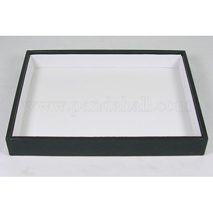 Stapelbare Holz Display Tabletts durch schwarze Kunstleder bezogen PCT108-1