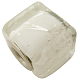 手作りのヨーロッパのビーズ  銀箔ガラス  シルバーカラー真鍮コア  正方形  ホワイト  約13 mm幅  長さ13mm  厚さ13mm  穴：5mm PDL050J-5-1