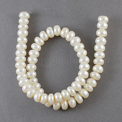 Natural Cultured Freshwater Pearl Beads Strands, Rondelle, White, 12~13mm