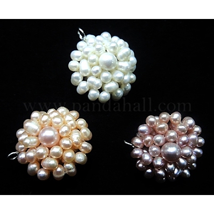 Pendentifs de perles d'eau douce de culture naturelle à la main PEAR-H008-1