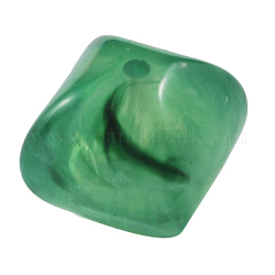 Acrylic Beads, Imitation Gemstone, Green, about 12mm long, 12mm wide, 12mm thick, hole: 2mm, about 384pcs/500g