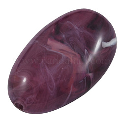 Acrylic Beads, Imitation Gemstone Style, Oval, Purple, 30mm long, 19mm wide, 12mm thick, hole: 2.5mm, about 125pcs/500g