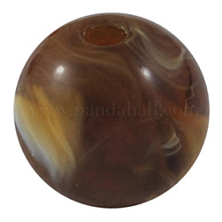Acrylic Imitation Gemstone Beads, Round, Chocolate, 10mm in diameter,  hole: 2mm, about 1111pcs/500g