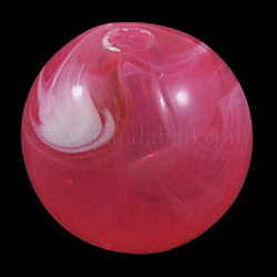 Perles en acrylique imitation pierre précieuse, ronde, rose chaud, 10 mm de diamètre, Trou: 2mm, environ 1111 pcs/500 g