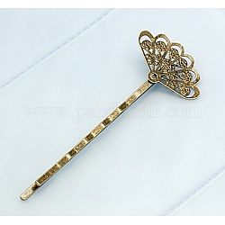 Iron Hair Bobby Pin Findings, Sector, Antique Bronze Color, 62x23x4mm