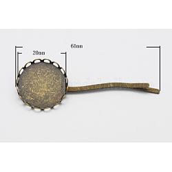 Железные фурнитуры шпильки Bobby Pin, с латунным круглых подносах, античная бронза, 61 мм