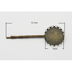 Eisen Haar Haarklammer Zubehör, mit Messing-Rundtablett, Antik Bronze, 61.5 mm