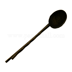 Accessoires bobby épingle à cheveux en fer, ovale, bronze antique, 65x2x2mm