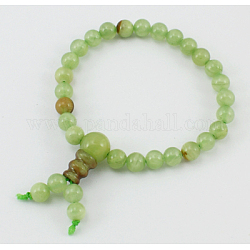Mala Bead Bracelet, Natural Jade, about 5.5cm inner diameter, Beads: about 6mm in diameter