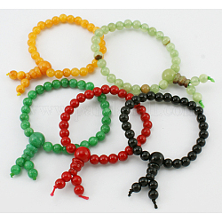 Mala Bead Bracelet, Mixed Natural Gemstone, Mixed Color, about 5.5cm inner diameter, Beads: about 6mm in diameter