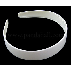 Accessoires de bande de cheveux en plastique uni, avec des dents, blanc,  largeur de 16~25 mm