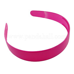 Plain Plastic Hair Band Findings, with Teeth, Hot Pink, 16~25mm wide
