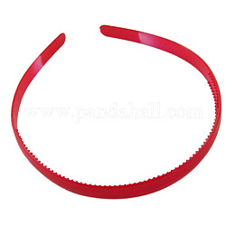 Fornituras de banda de pelo de plástico liso, Con dientes, rojo, 8 mm de ancho