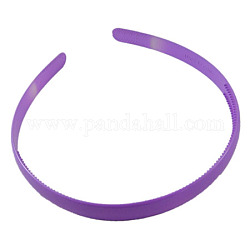 Accessoires de bande de cheveux en plastique uni, avec des dents, violet,  largeur de 8 mm