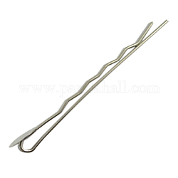 Iron Hair Bobby Pin Findings, Platinum, about 51.5x8x4.5mm