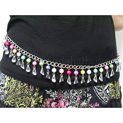 40 inch Chain Belt With Acrylic & Glass Pearl Beads 10~12mm