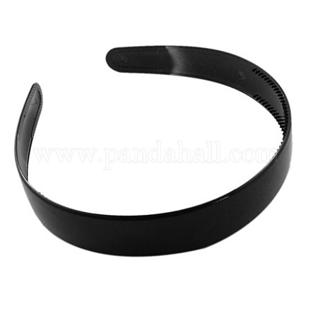 単純なプラスチックヘアバンドのパーツ  歯付き  ブラック  16~25 mm幅 PJH097Y-10-1
