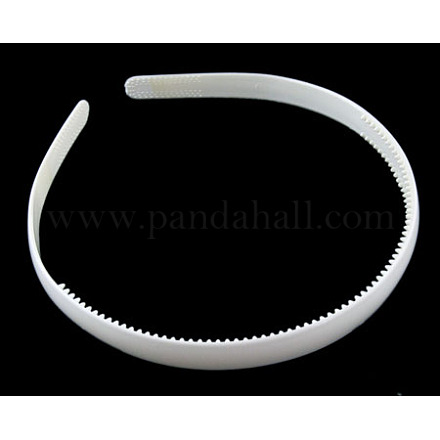単純なプラスチックヘアバンドのパーツ  歯付き  ホワイト  8 mm幅 PJH103Y-1-1