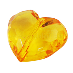 Transparent Acrylic Beads, Heart, Orange, about 25mm long, 28.5mm wide, 16mm thick, hole: 3mm, about 88pcs/500g