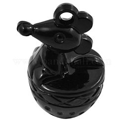 Acrylic Pendant, Rat, Black, about 20mm in diameter, 10.5mm thick, hole: 1.5mm, about 285pcs/500g
