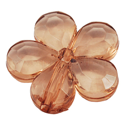 Transparent Acrylic Beads, Flower, LightCoffee, About 20mm in diameter, 5mm thick, hole: 1.5mm, about 285pcs/500g