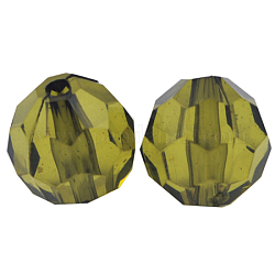 Transparente Acryl Perlen, facettiert rund, olivgrün, ca. 12 mm Durchmesser, Bohrung: 2 mm, ca. 568 Stk. / 500 g