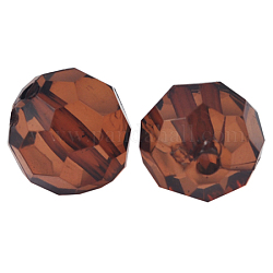 Transparent Acrylic Beads, Faceted Round, DeepCoffee, about 12mm in diameter, hole: 2mm, about 568pcs/500g